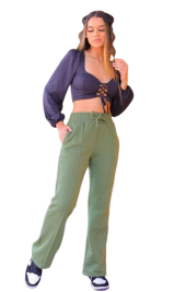 Calça moletom wide leg 