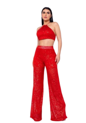 Conjunto calça paetê 