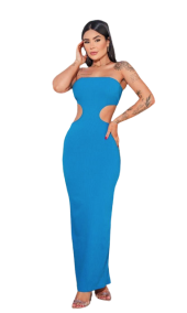 Vestido Canelado Vazado