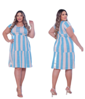 Vestido Plus midi listra