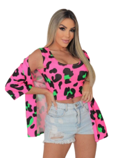 Kimono com top Estampa