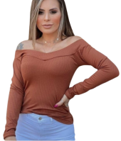Blusa Canelada Manga Longa 