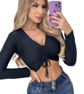 Cropped Drapeado Manga 